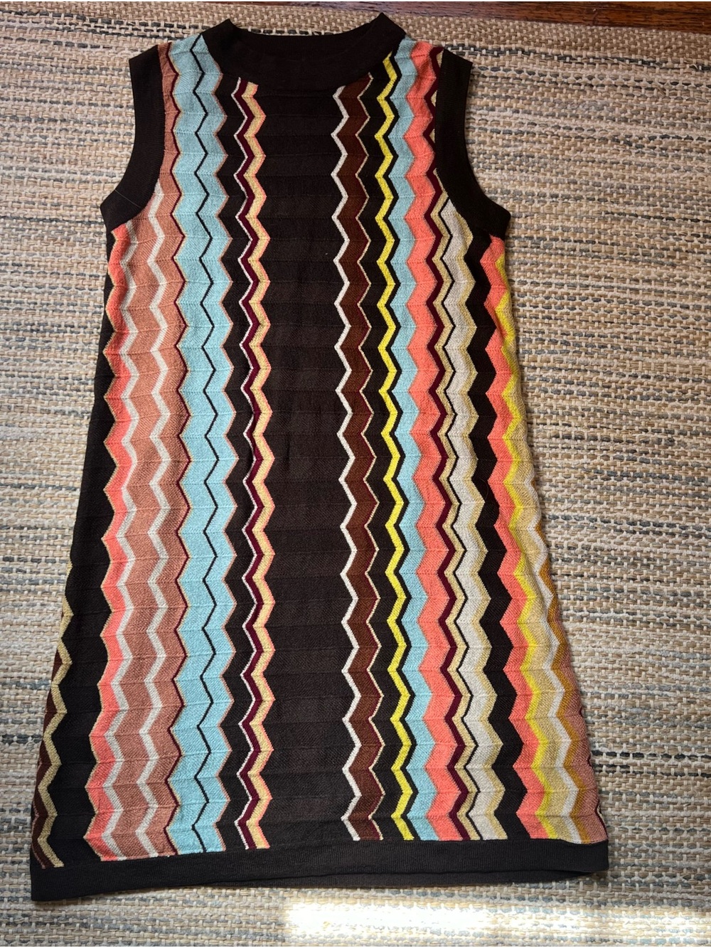 Multicolor Chevron Knit Dress - Sleeveless